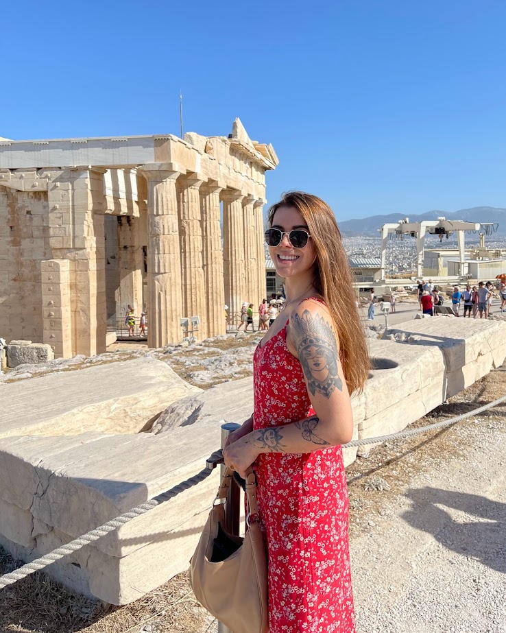 Mi Alves, our college student, learning about the history and birth of democracy in Athens